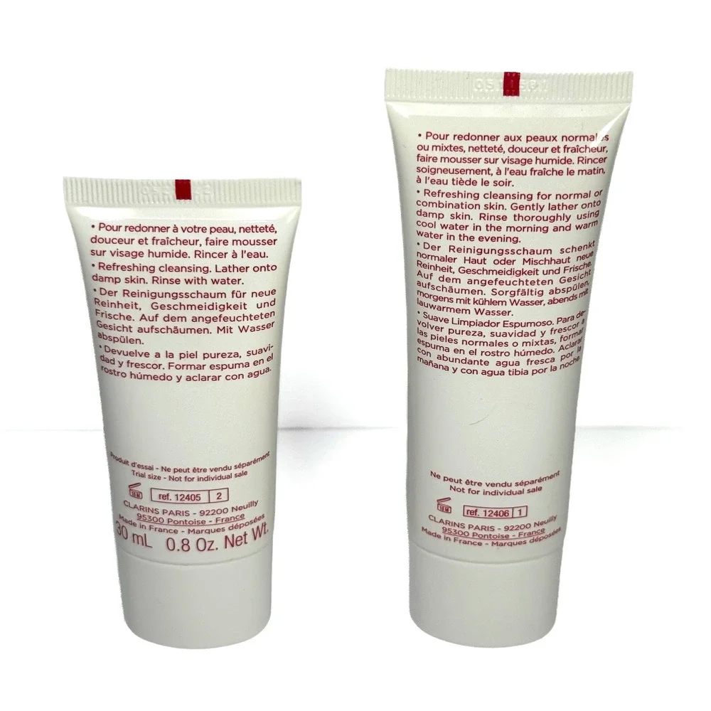 Clarins Gentle Foaming Cleanser Cottonseed 1.4oz & 0.8oz Travel Duo New Sealed
